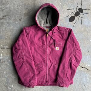 Vintage y2k WOMENS pink carhartt hooded work wear jacket